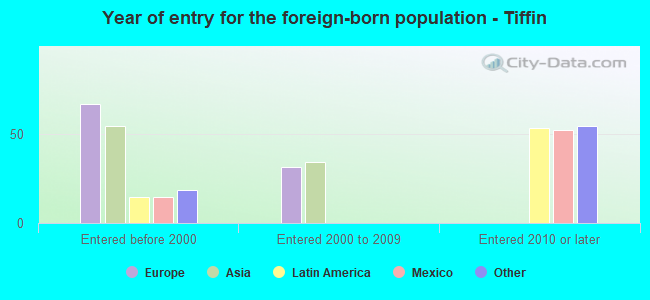 Year of entry for the foreign-born population - Tiffin