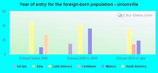 Year of entry for the foreign-born population - Unionville