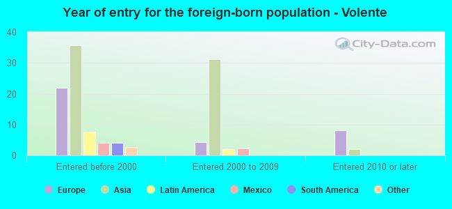 Year of entry for the foreign-born population - Volente