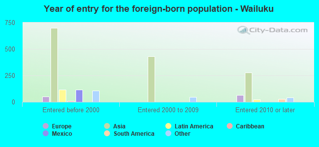 Year of entry for the foreign-born population - Wailuku