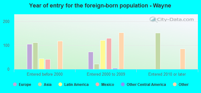 Year of entry for the foreign-born population - Wayne