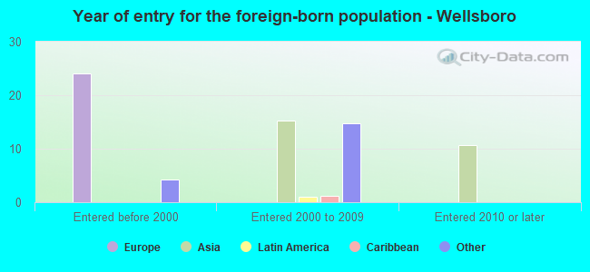 Year of entry for the foreign-born population - Wellsboro