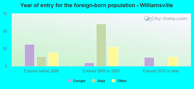 Year of entry for the foreign-born population - Williamsville