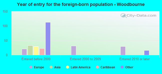 Year of entry for the foreign-born population - Woodbourne
