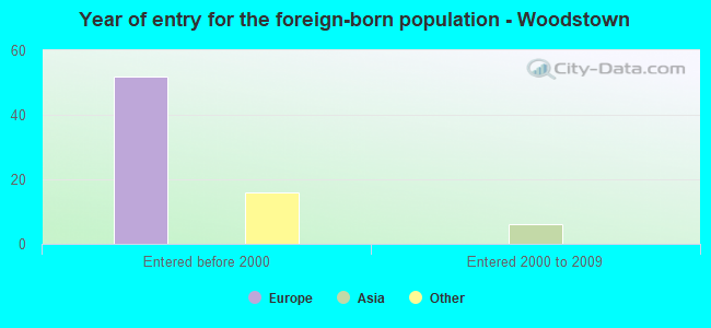 Year of entry for the foreign-born population - Woodstown