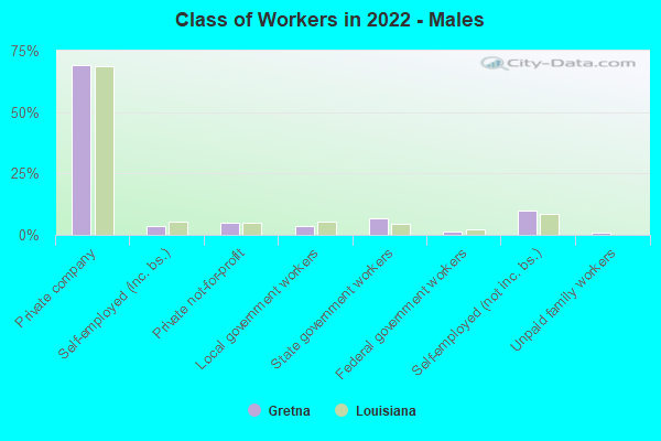 Class of Workers in 2022 - Males