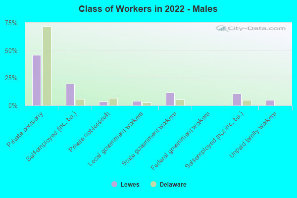 Class of Workers in 2022 - Males