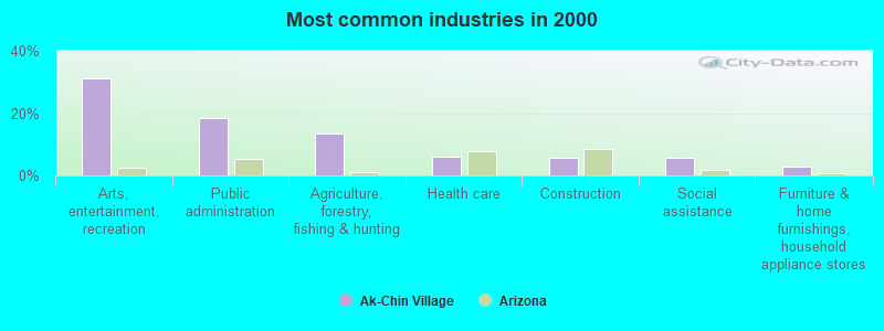 Most common industries in 2000