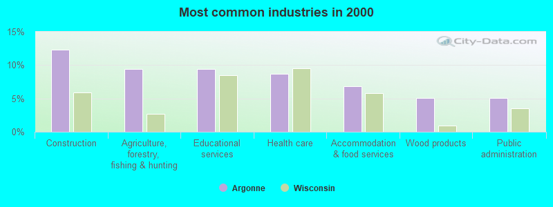 Most common industries in 2000