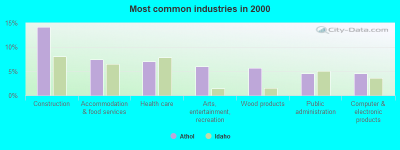 Most common industries in 2000