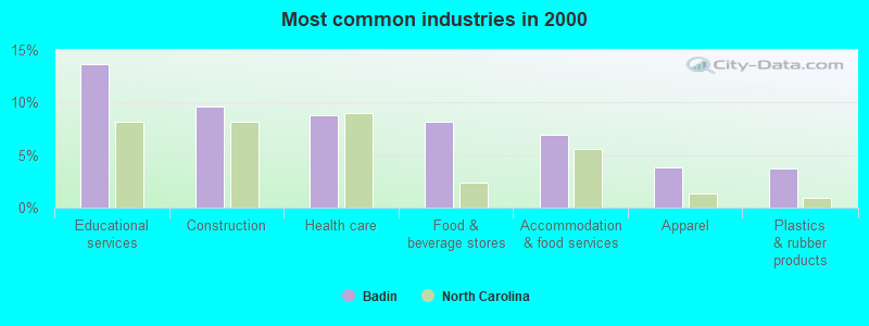 Most common industries in 2000