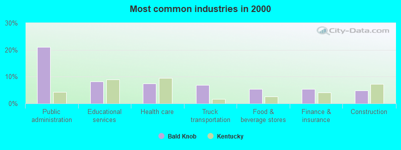 Most common industries in 2000