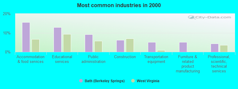 Most common industries in 2000