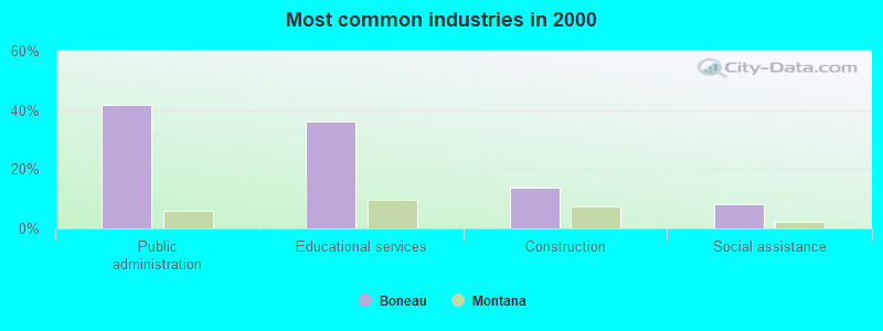 Most common industries in 2000