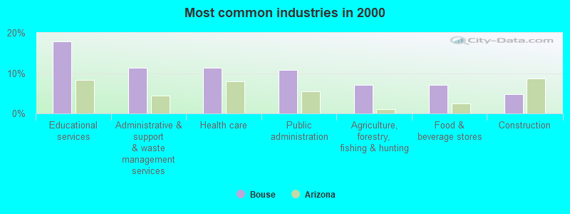 Most common industries in 2000