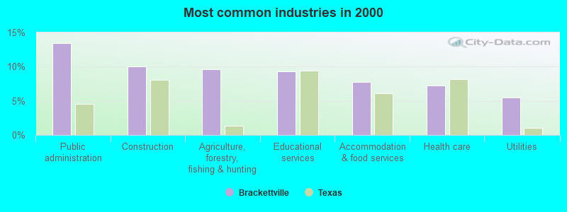 Most common industries in 2000