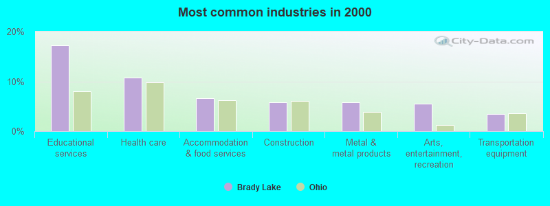 Most common industries in 2000