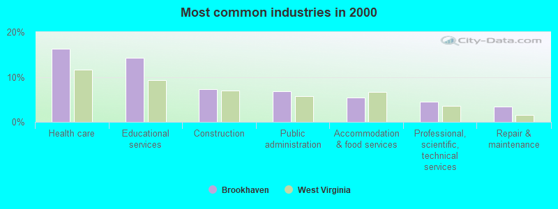 Most common industries in 2000