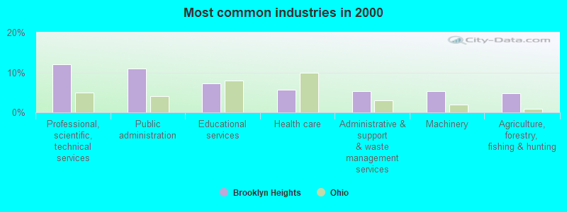 Most common industries in 2000