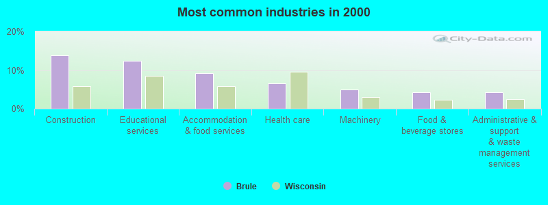 Most common industries in 2000