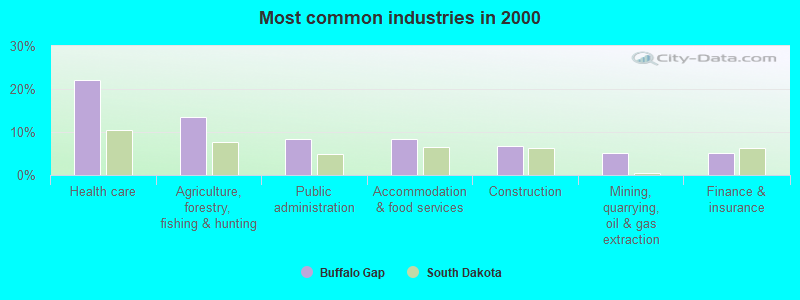 Most common industries in 2000