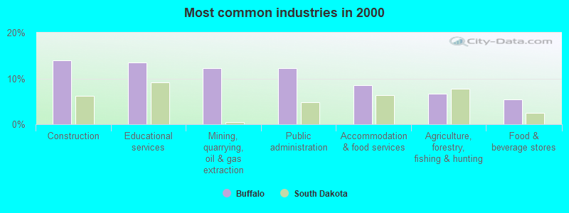 Most common industries in 2000