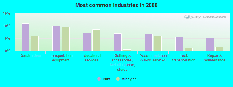 Most common industries in 2000