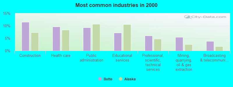 Most common industries in 2000