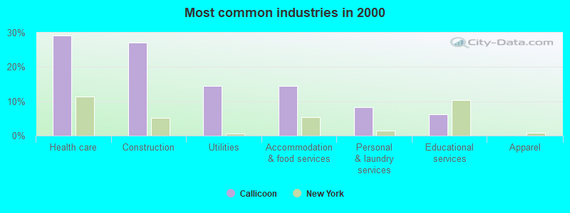 Most common industries in 2000