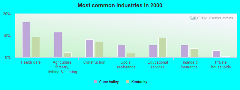 Most common industries in 2000