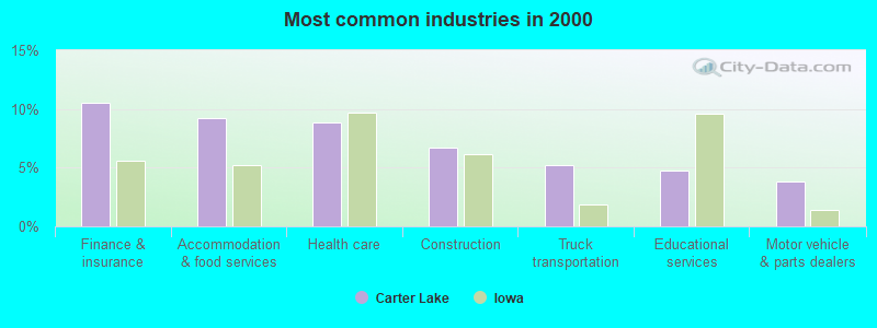 Most common industries in 2000