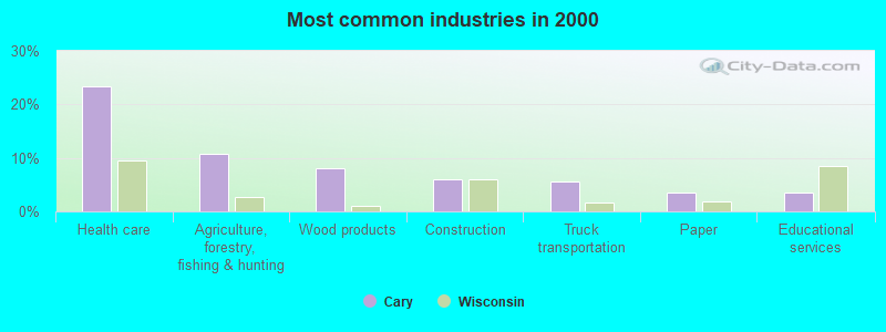 Most common industries in 2000