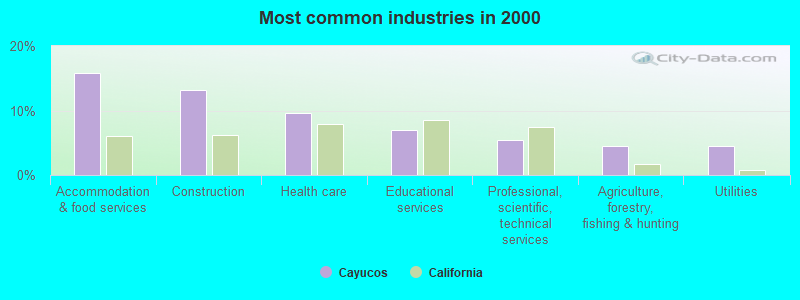 Most common industries in 2000