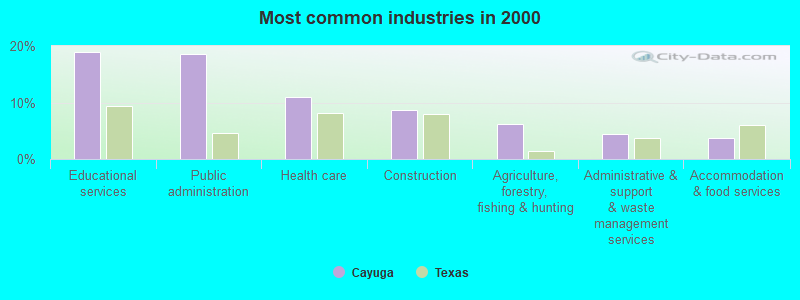 Most common industries in 2000