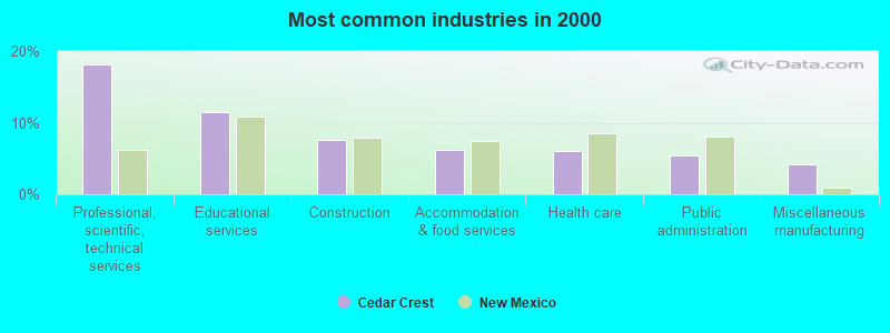 Most common industries in 2000