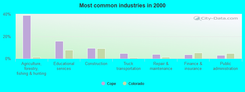 Most common industries in 2000