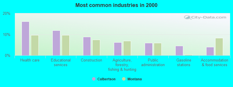 Most common industries in 2000