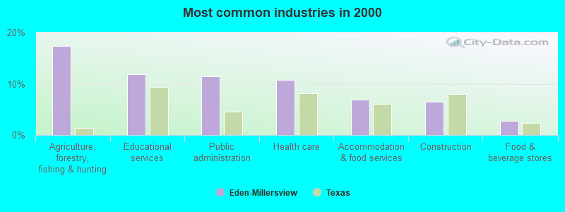 Most common industries in 2000