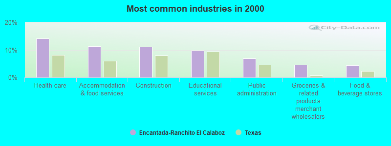 Most common industries in 2000