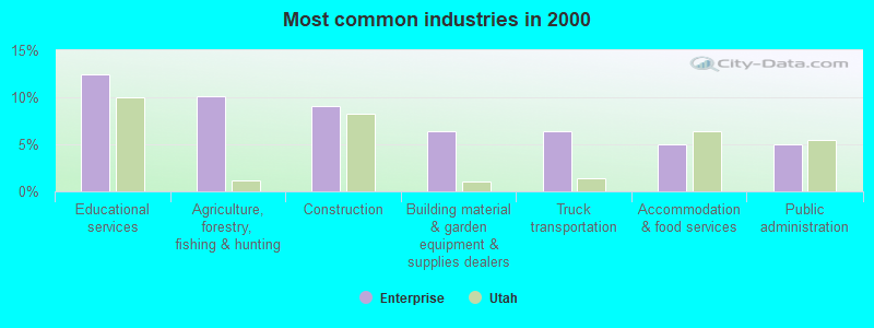 Most common industries in 2000