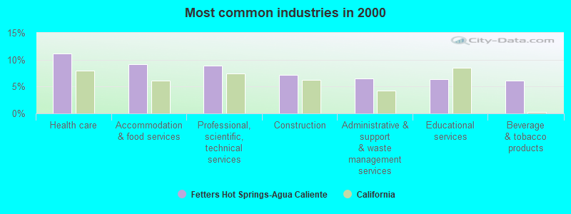 Most common industries in 2000