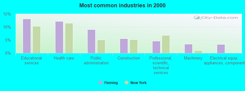 Most common industries in 2000