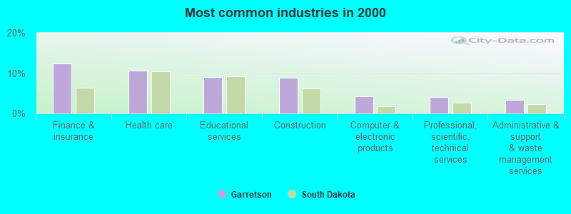 Most common industries in 2000