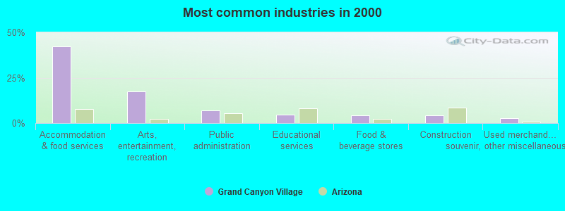 Most common industries in 2000