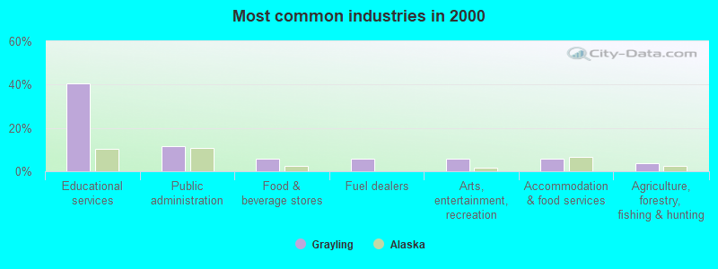 Most common industries in 2000