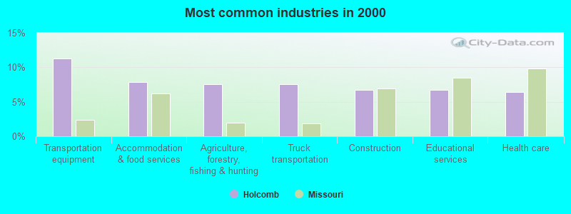 Most common industries in 2000