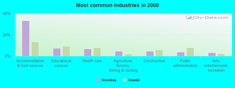 Most common industries in 2000