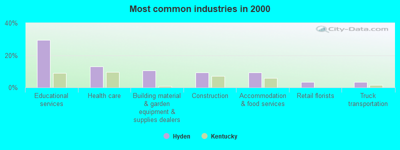 Most common industries in 2000