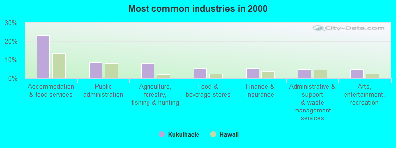 Most common industries in 2000