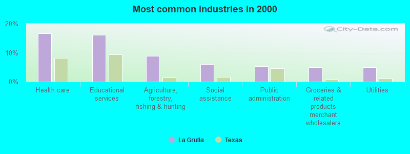 Most common industries in 2000